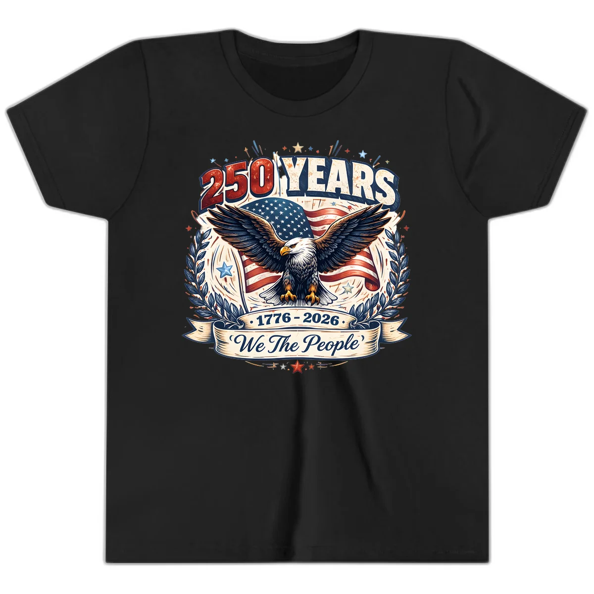 America 250 Years We The People Celebration Youth T-Shirt in Black