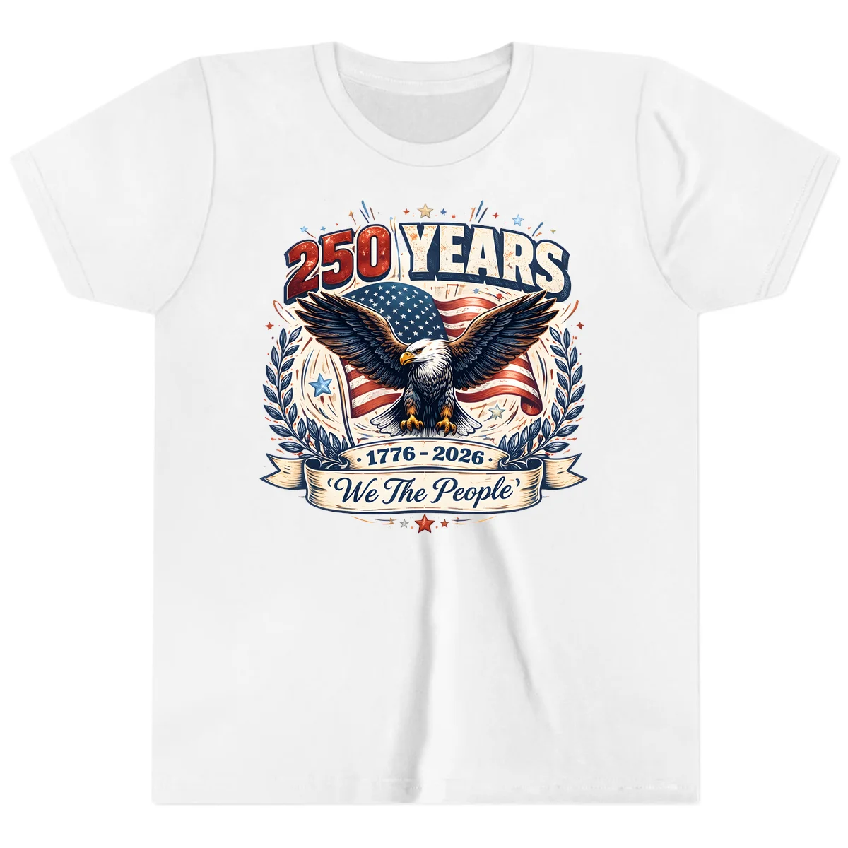 America 250 Years We The People Celebration Youth T-Shirt in White