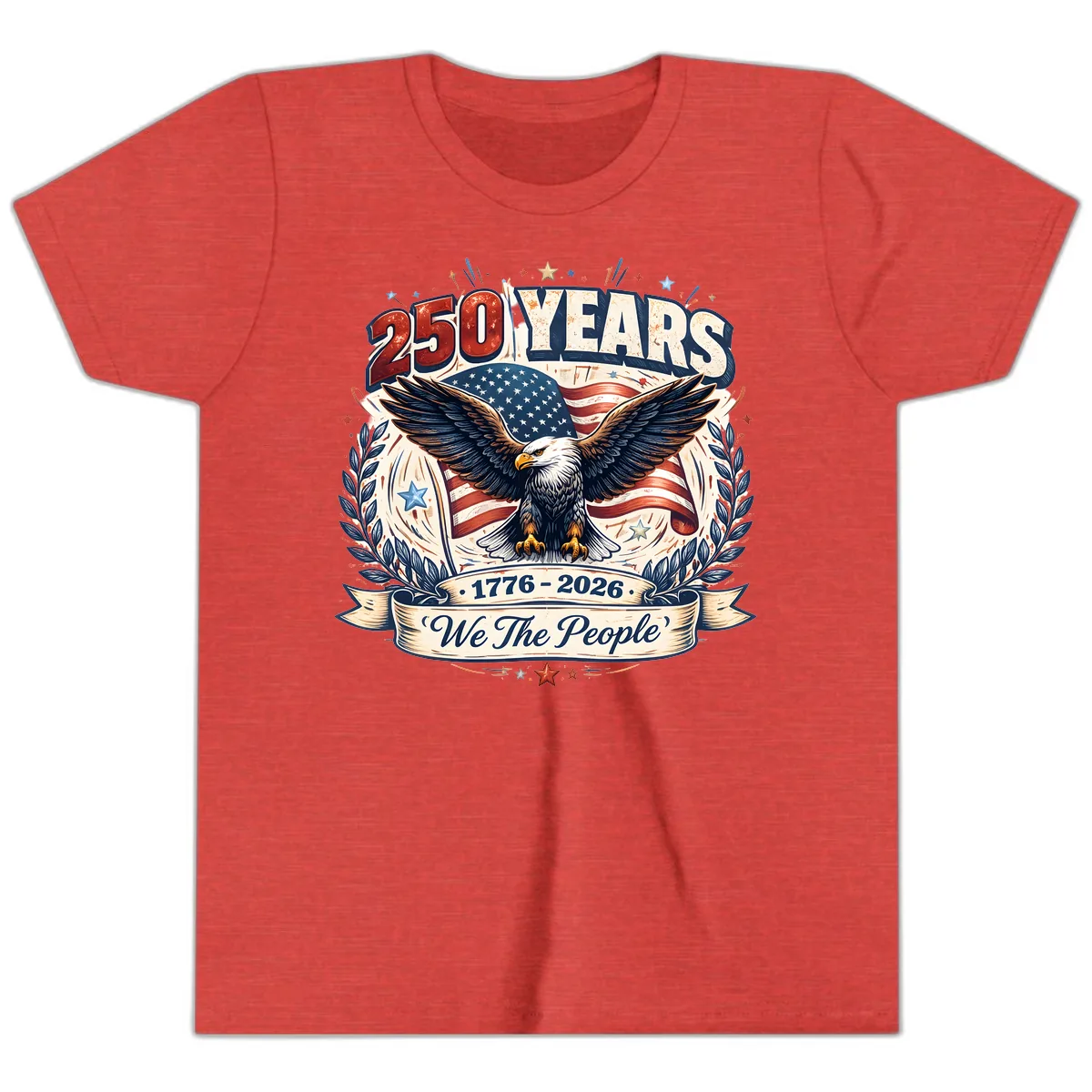 America 250 Years We The People Celebration Youth T-Shirt in Heather Red