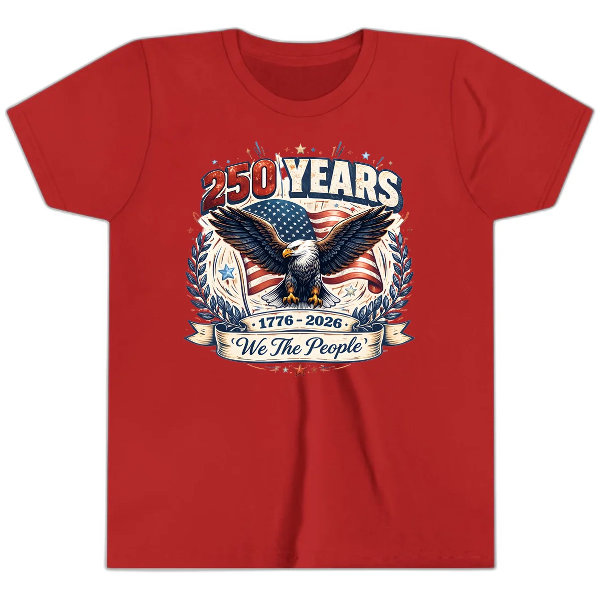 America 250 Years We The People Celebration Youth T-Shirt in Red