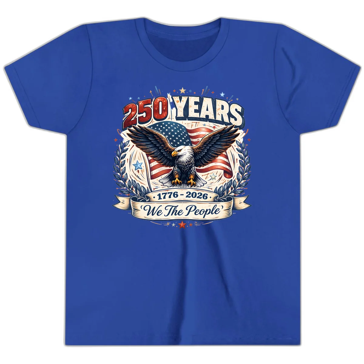 America 250 Years We The People Celebration Youth T-Shirt in True Royal