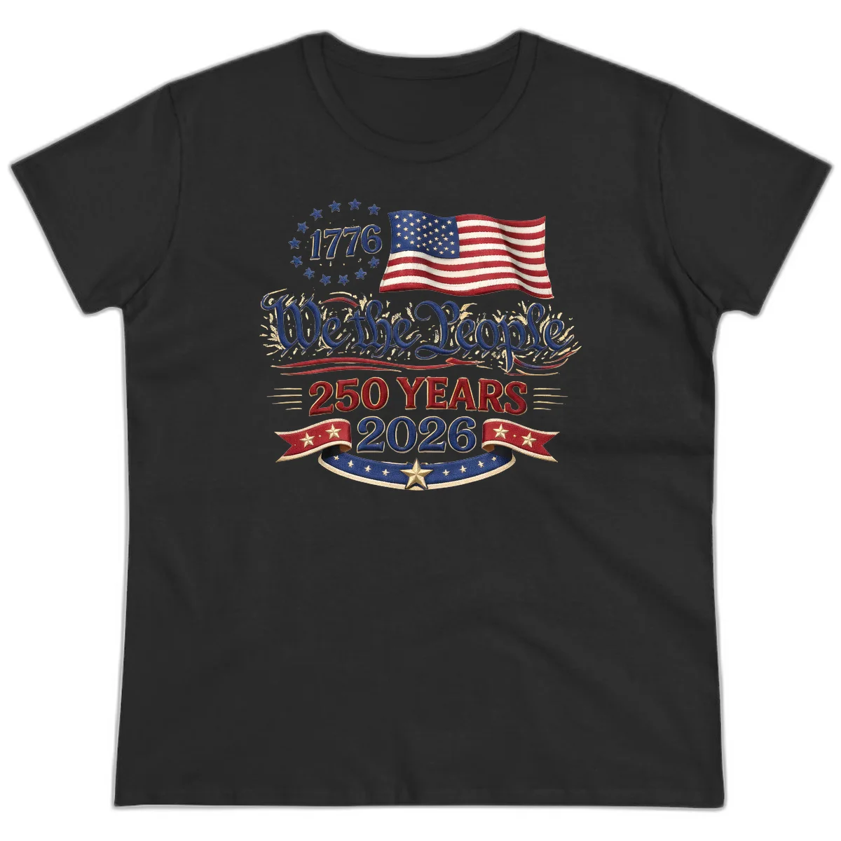 We the People 1776 250 Years 2026 Ladies Tee in Black