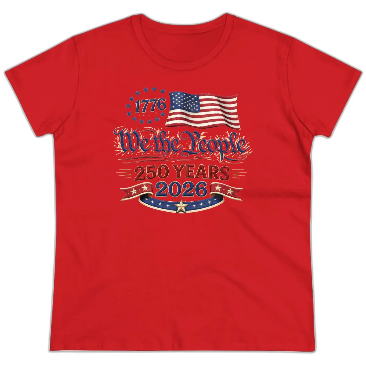 We the People 1776 250 Years 2026 Ladies Tee in Red