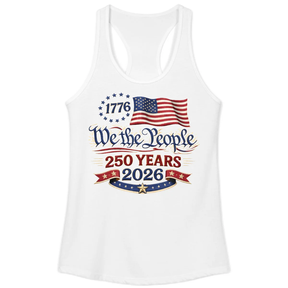 We the People 1776 250 Years 2026 Ladies Tank in White