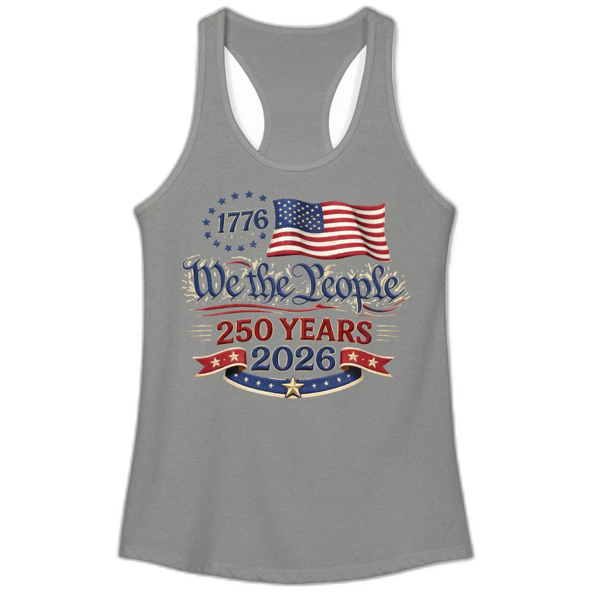 We the People 1776 250 Years 2026 Ladies Tank in Heather Grey