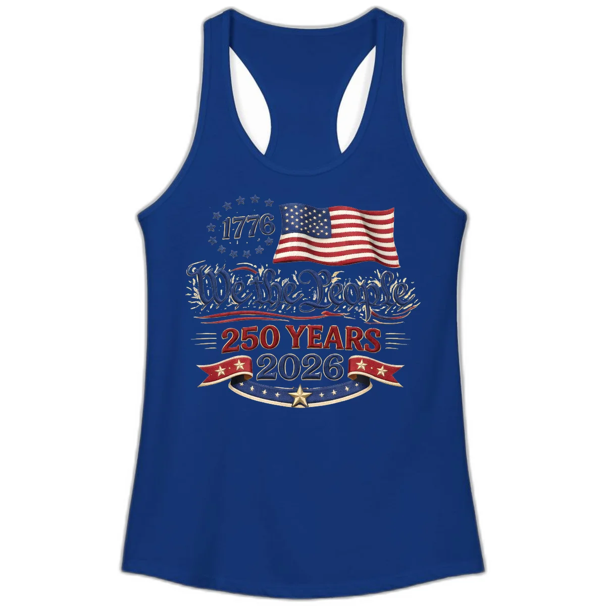 We the People 1776 250 Years 2026 Ladies Tank in Solid Royal