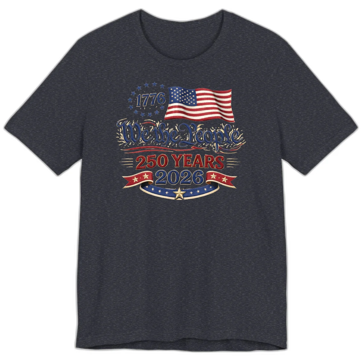 We the People 1776 250 Years 2026 Premium T-Shirt in Heather Navy
