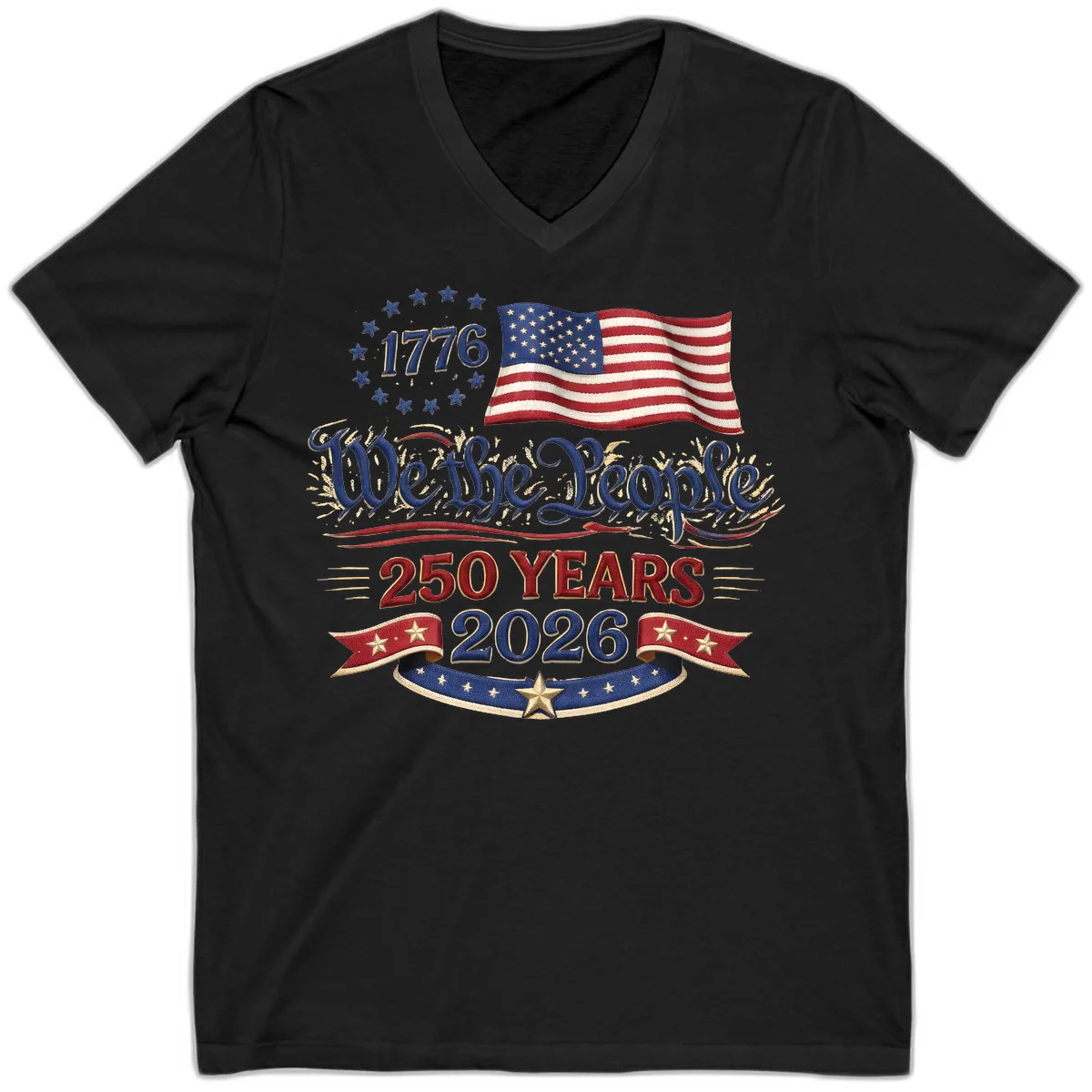 We the People 1776 250 Years 2026 V-Neck in Black