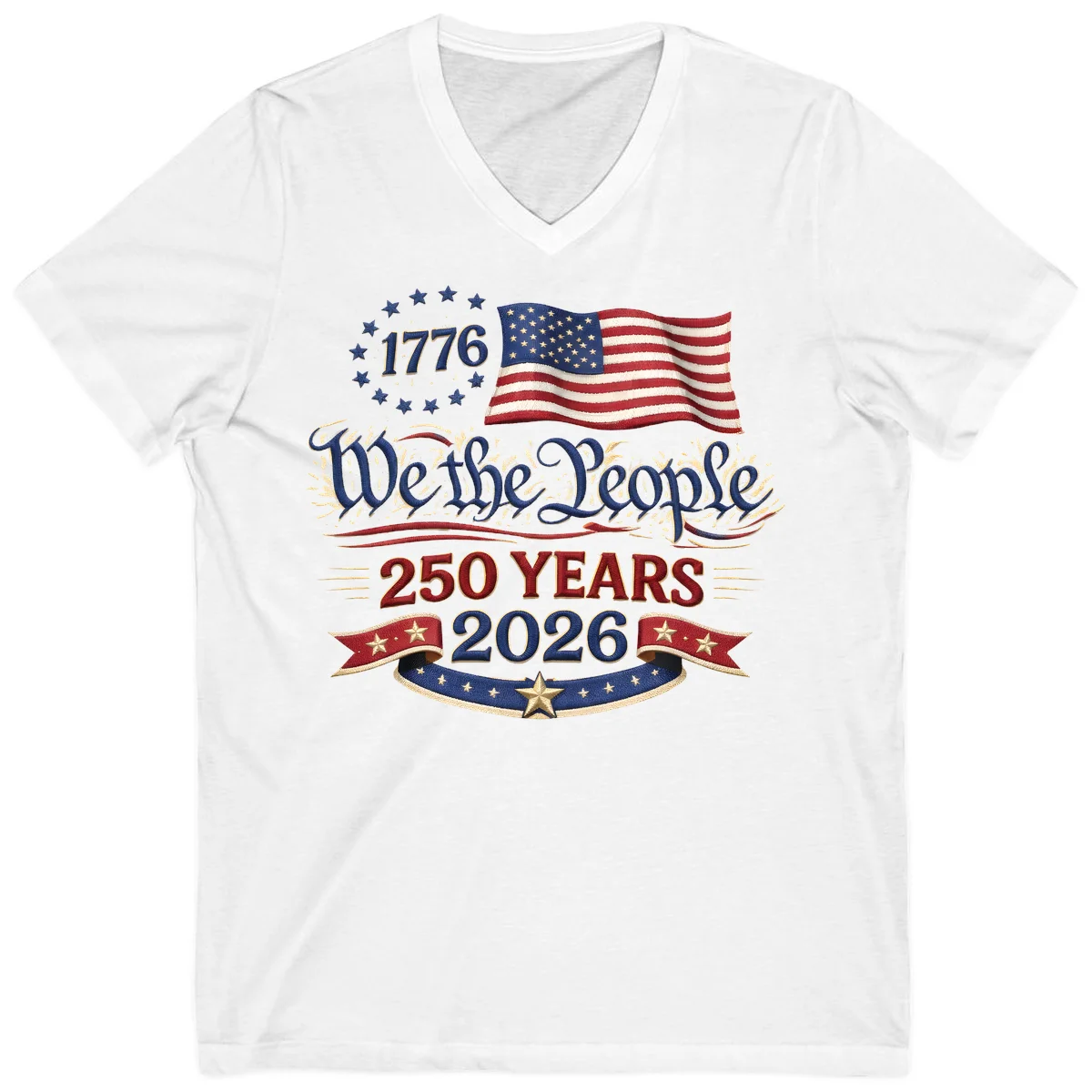 We the People 1776 250 Years 2026 V-Neck in White
