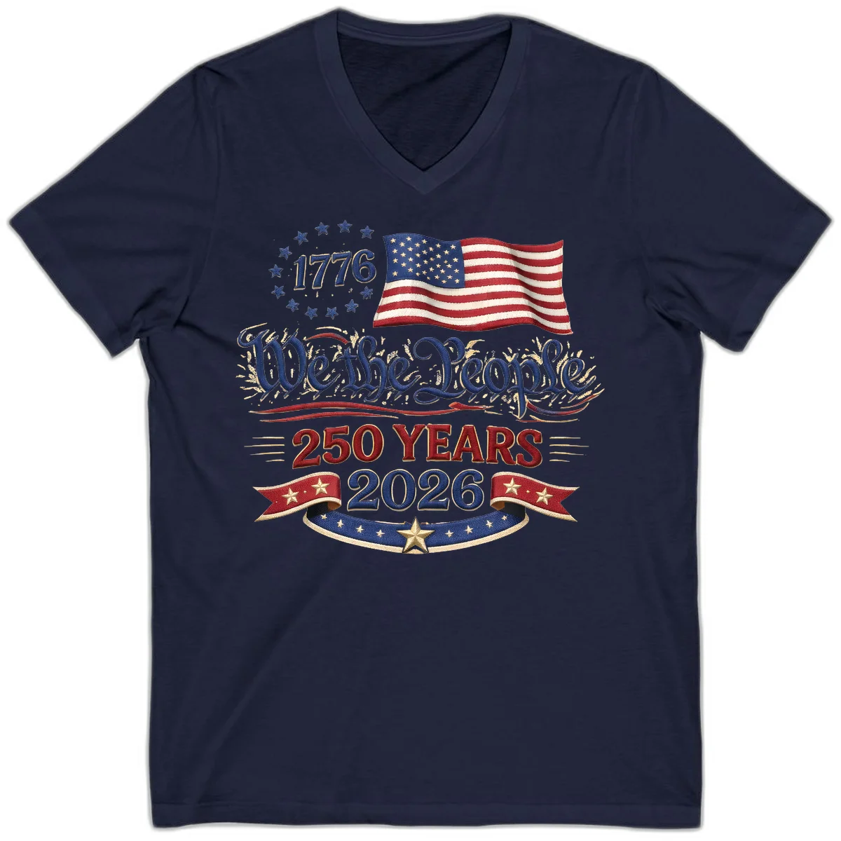 We the People 1776 250 Years 2026 V-Neck in Navy