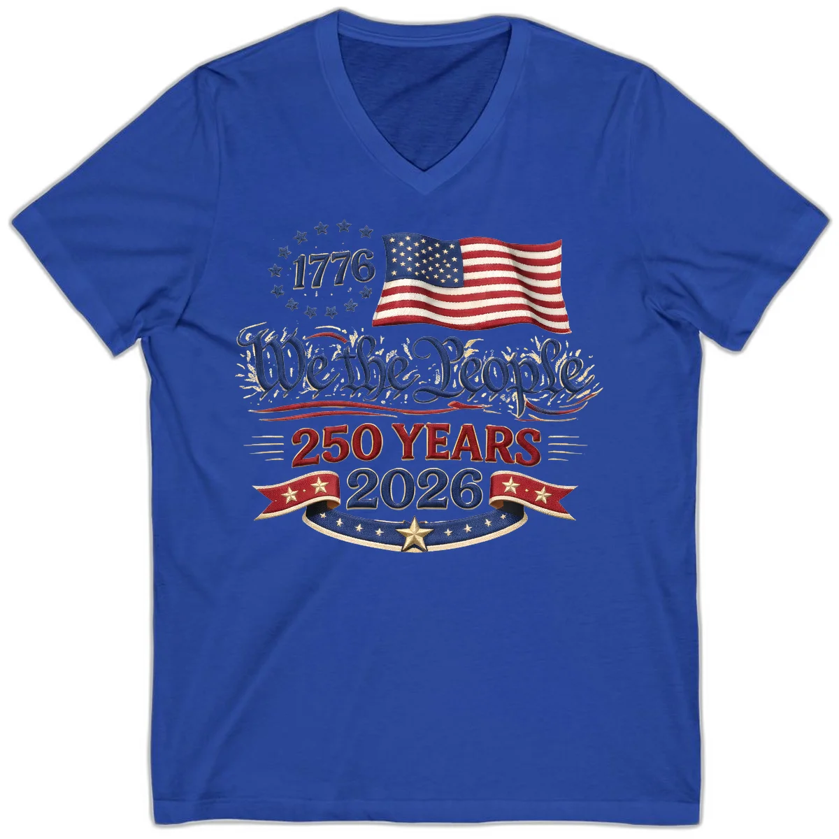 We the People 1776 250 Years 2026 V-Neck in True Royal
