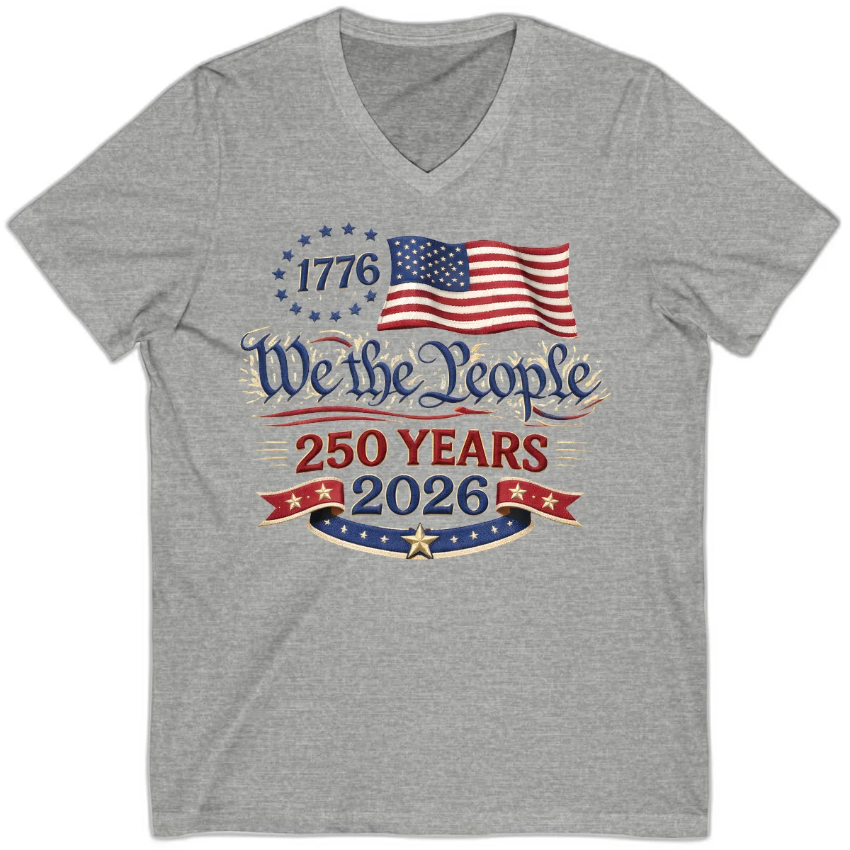 We the People 1776 250 Years 2026 V-Neck in Athletic Heather
