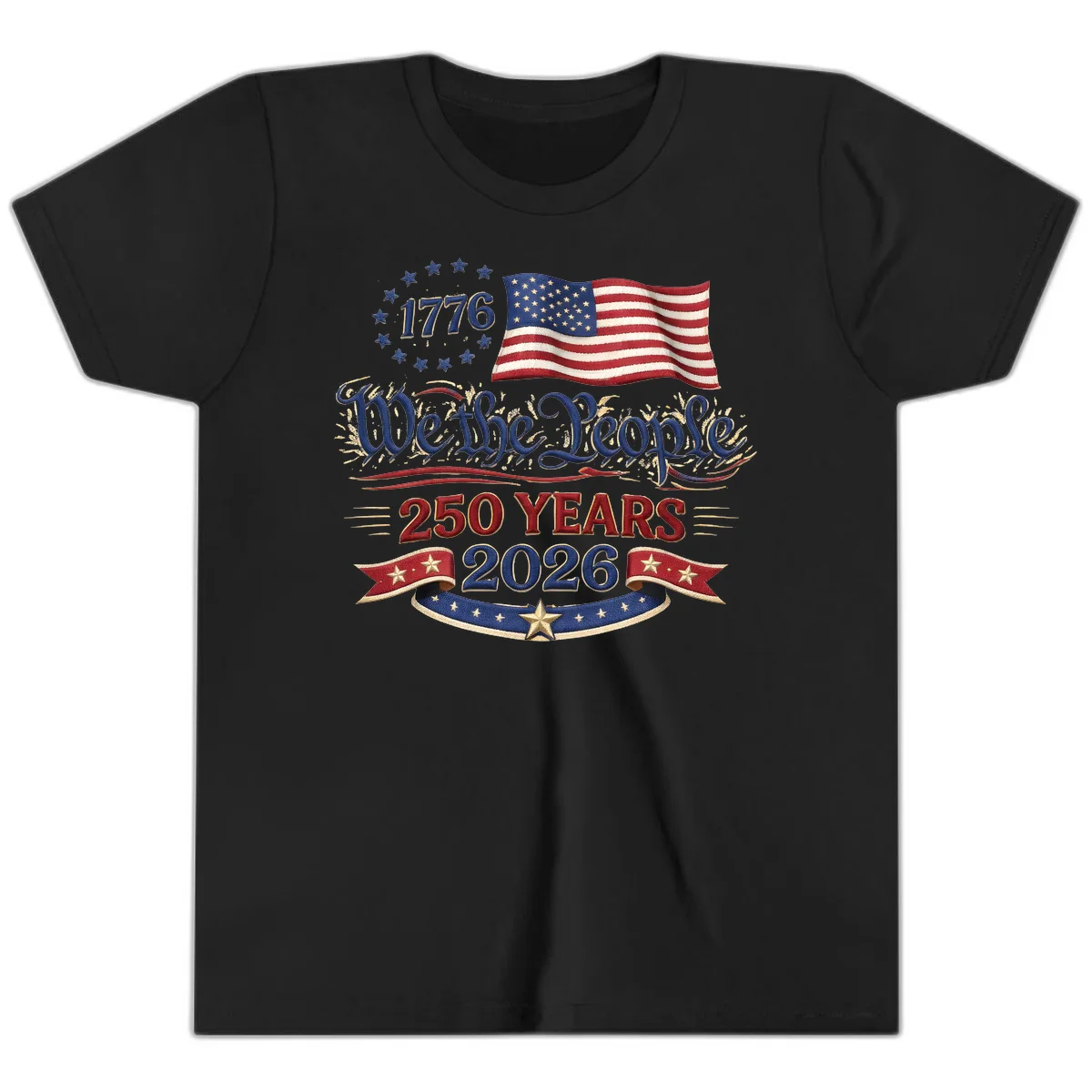 We the People 1776 250 Years 2026 Youth T-Shirt in Black
