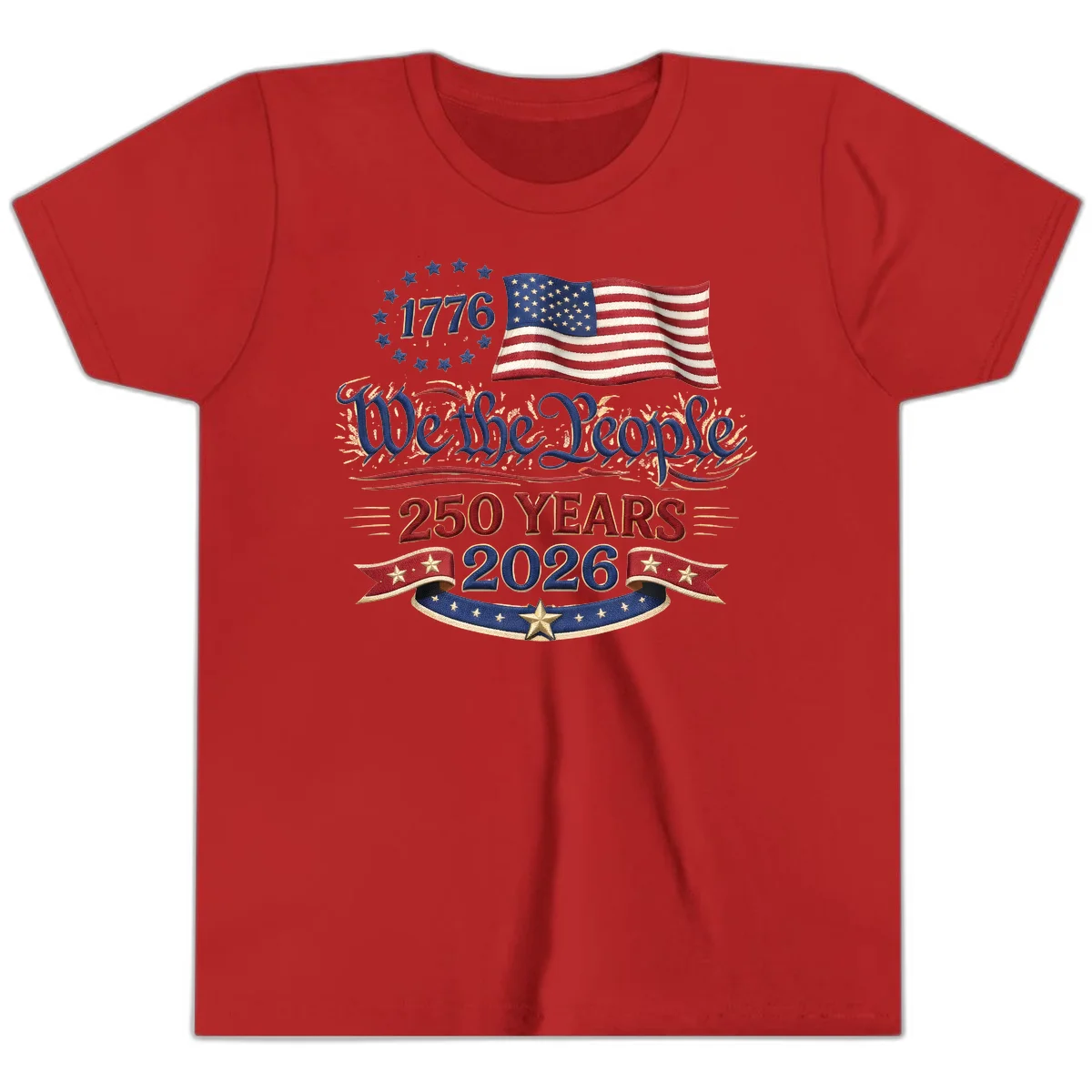 We the People 1776 250 Years 2026 Youth T-Shirt in Red