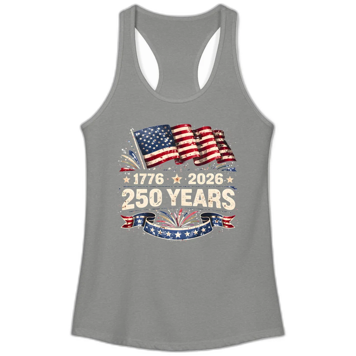 America's 250th Anniversary Ladies Tank in Heather Grey