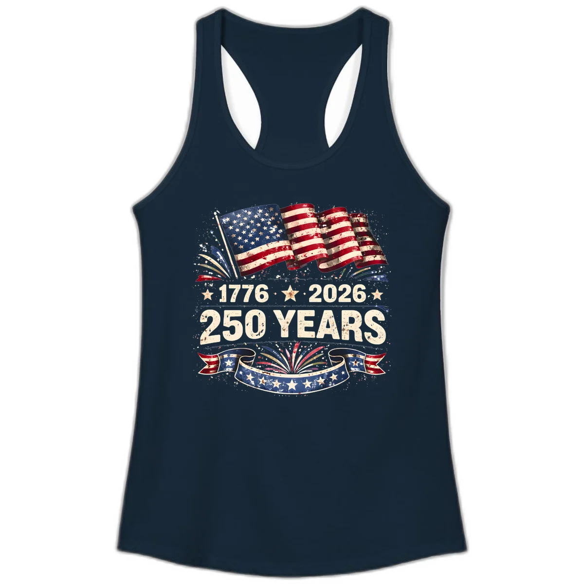 America's 250th Anniversary Ladies Tank in Solid Midnight Navy