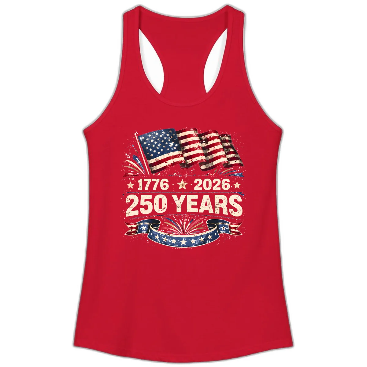 America's 250th Anniversary Ladies Tank in Solid Red