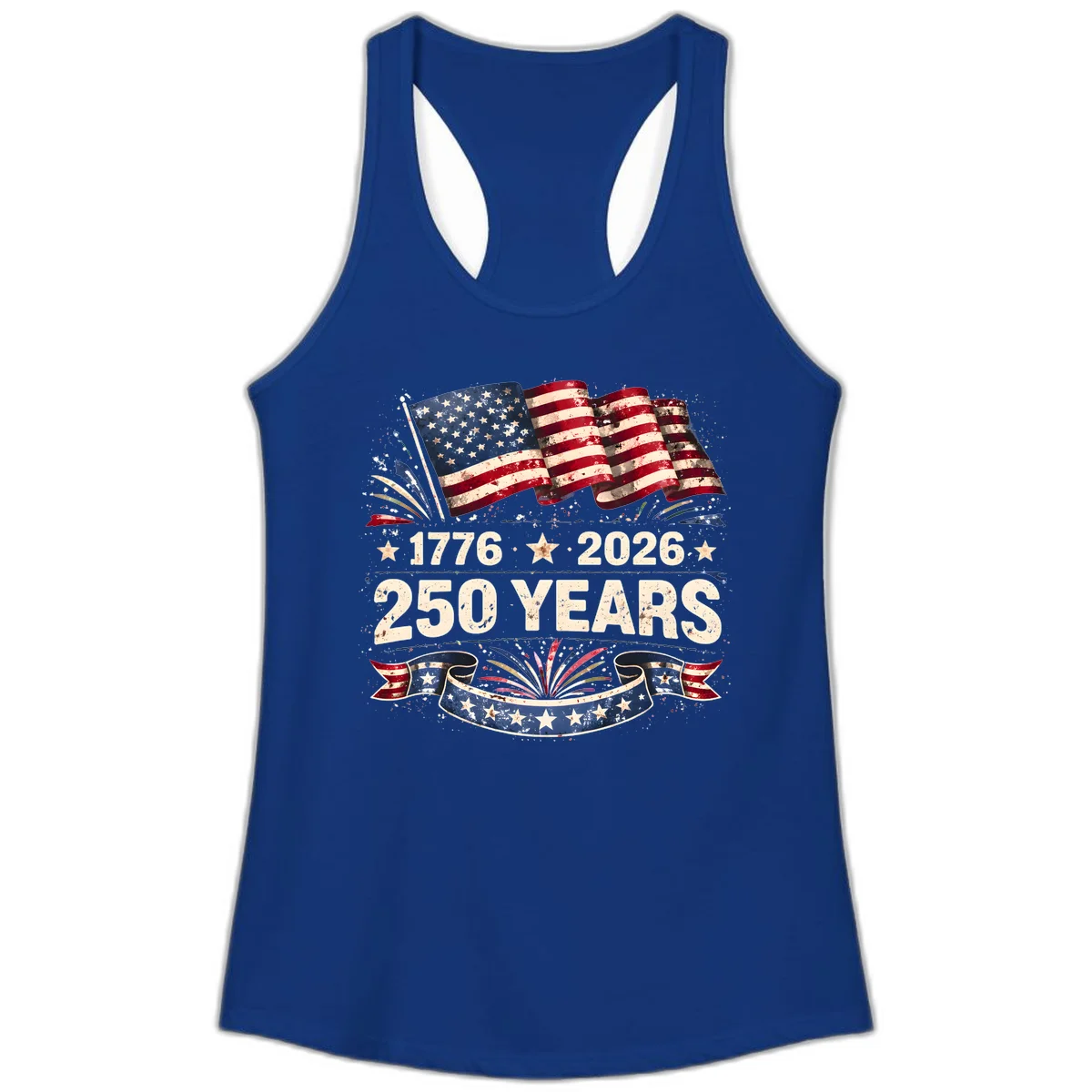 America's 250th Anniversary Ladies Tank in Solid Royal