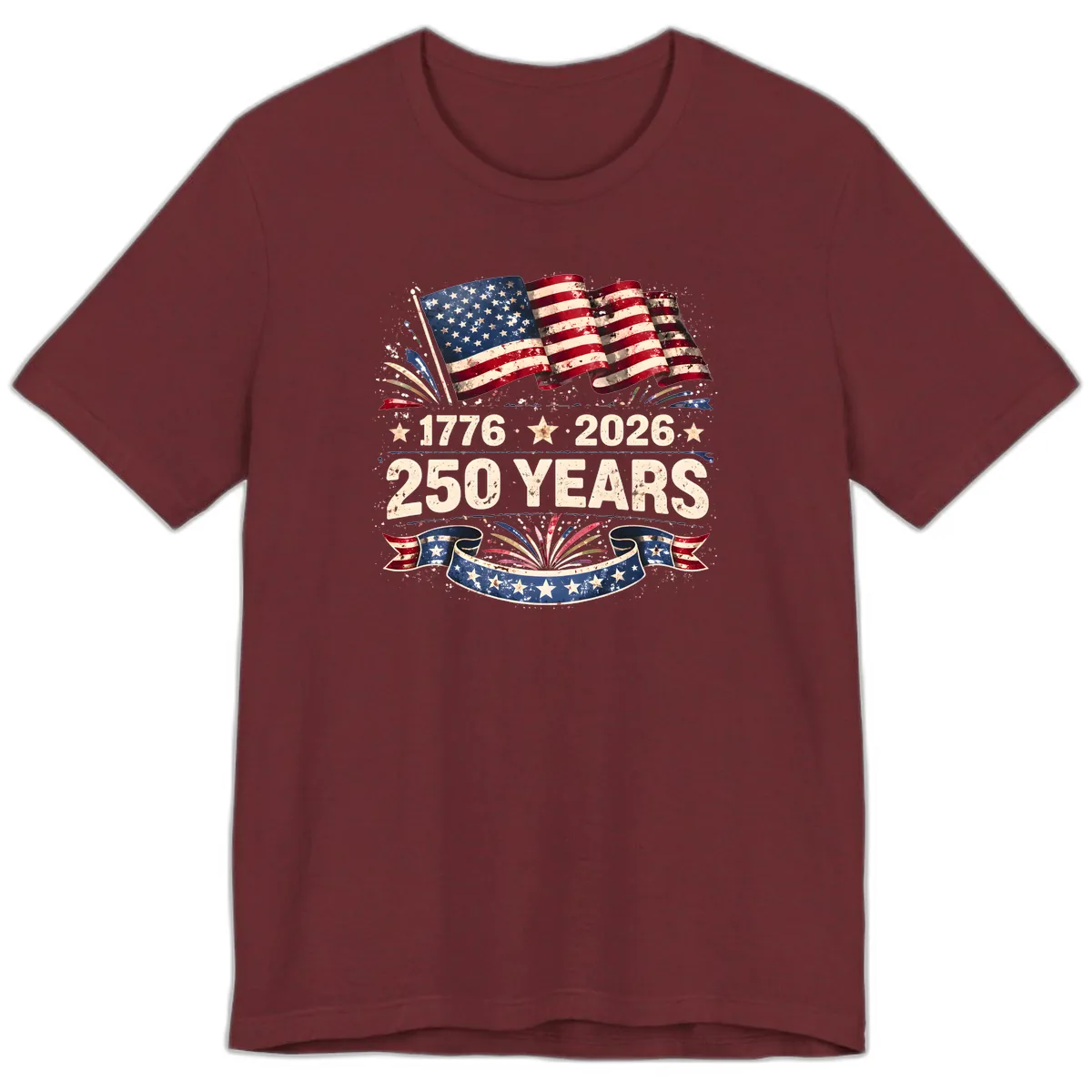 America's 250th Anniversary Semiquincentennial Celebration Premium T-Shirt in Heather Cardinal