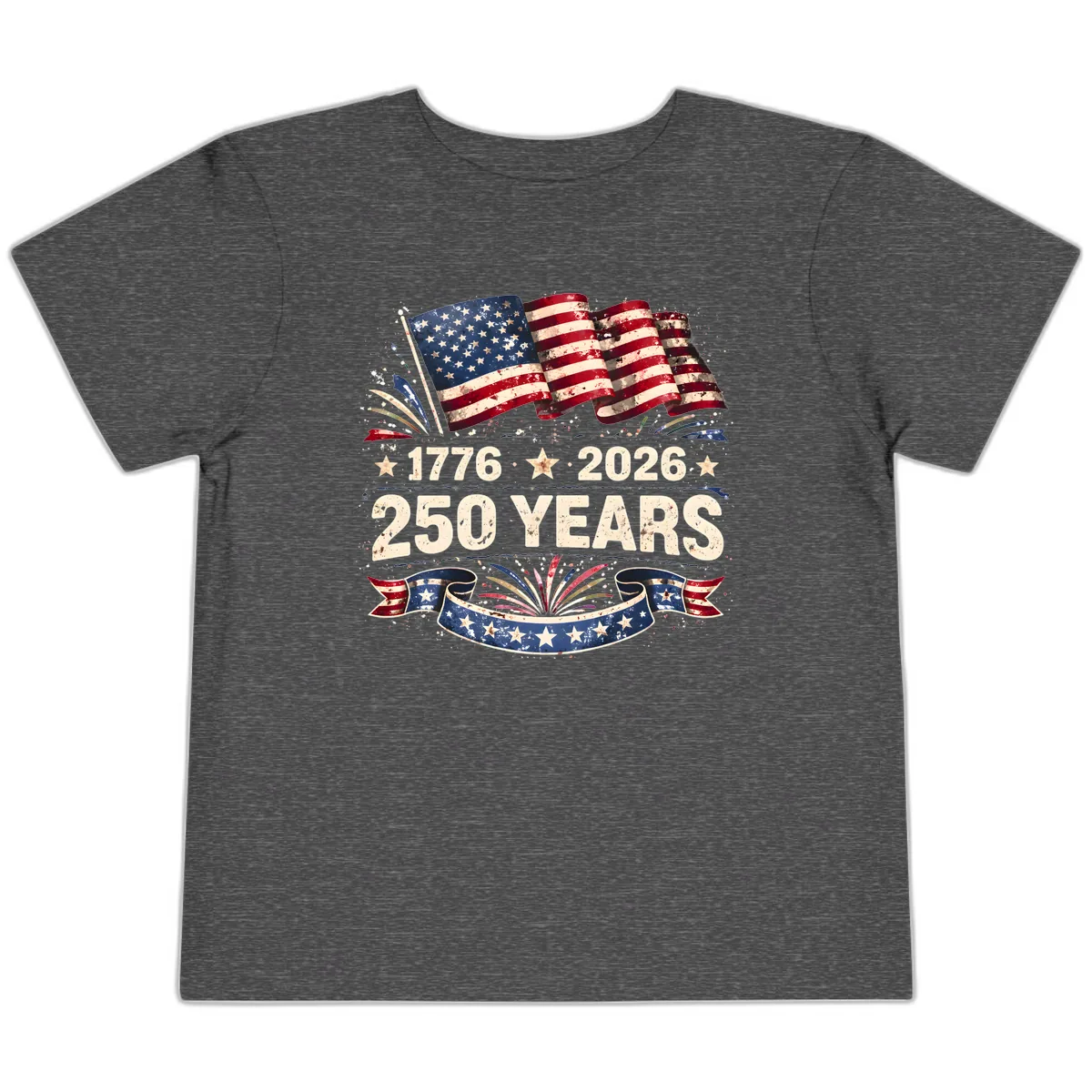 America's 250th Anniversary Semiquincentennial Celebration Toddler T-Shirt in Dark Heather Grey