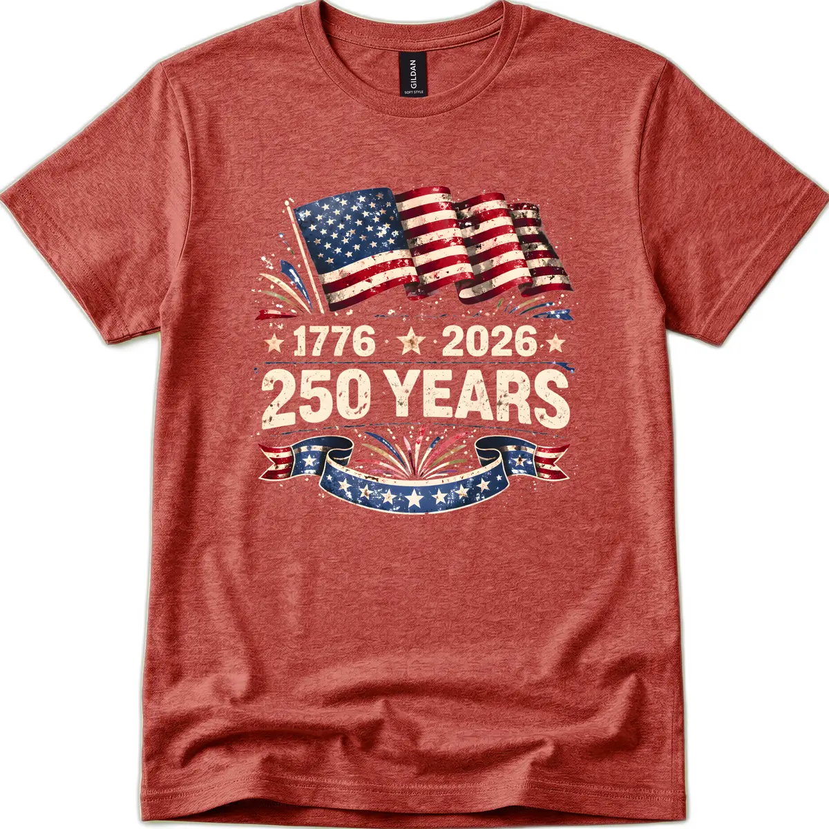 America's 250th Anniversary Semiquincentennial Celebration T-Shirt in Heather Cardinal