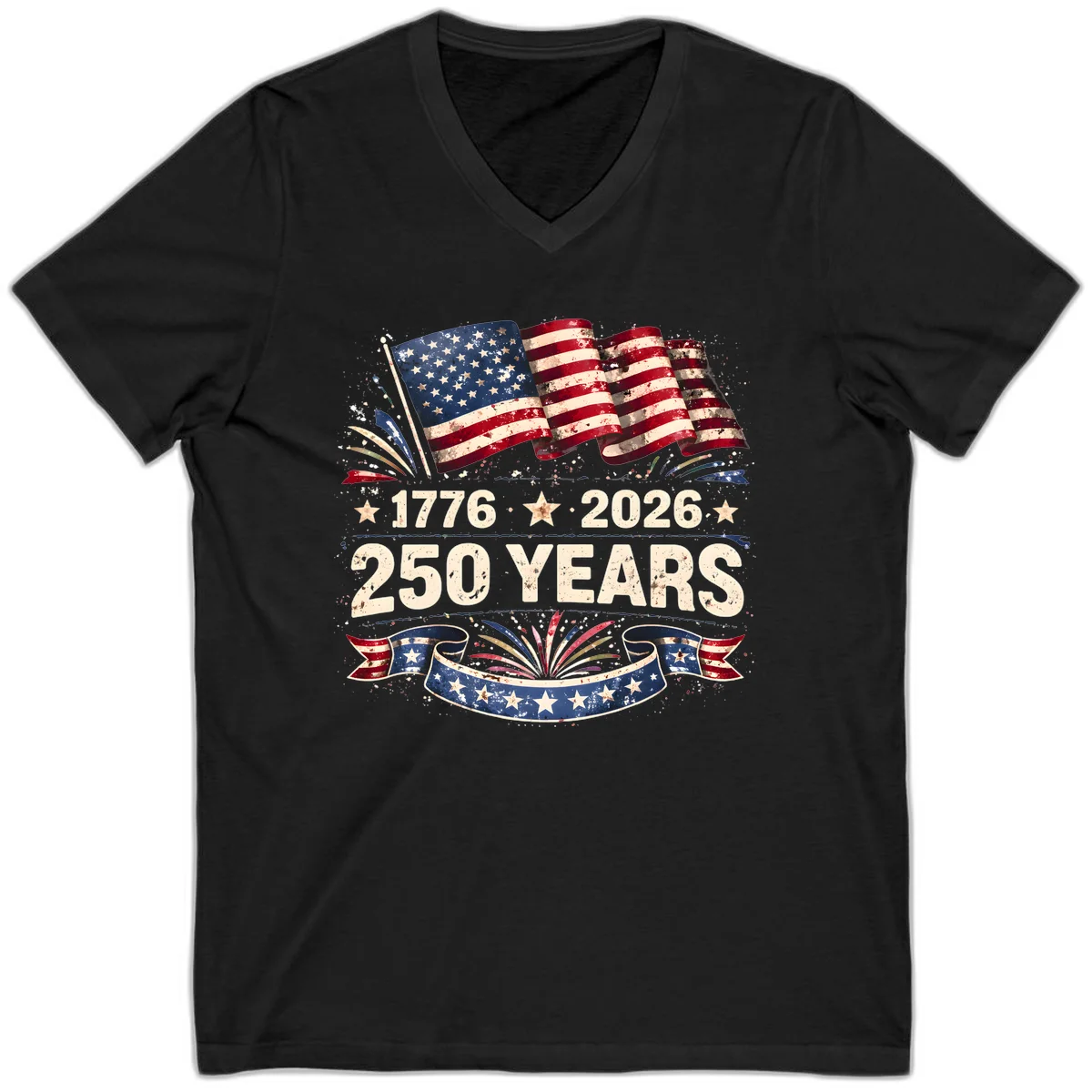 America's 250th Anniversary V-Neck in Black