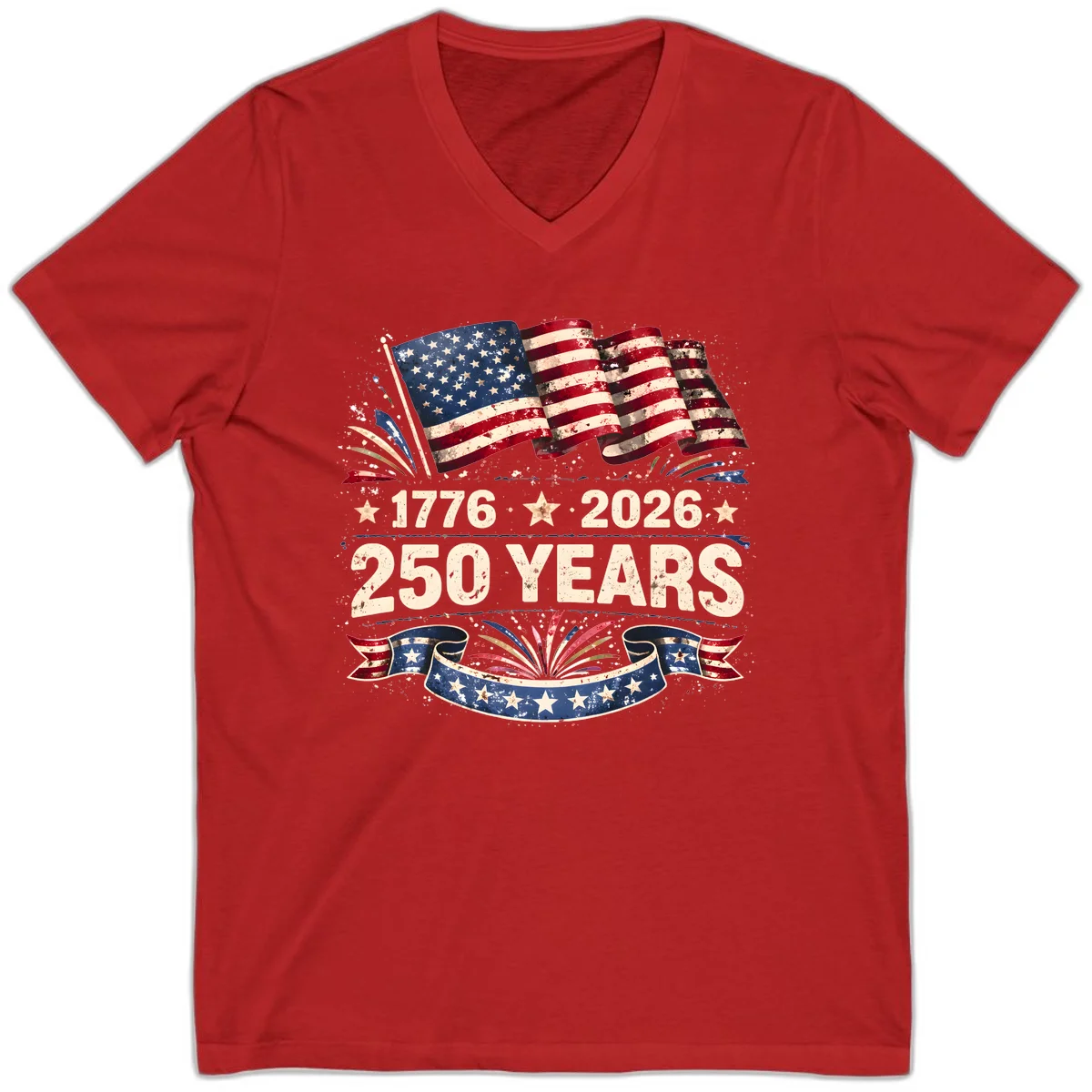 America's 250th Anniversary V-Neck in Red