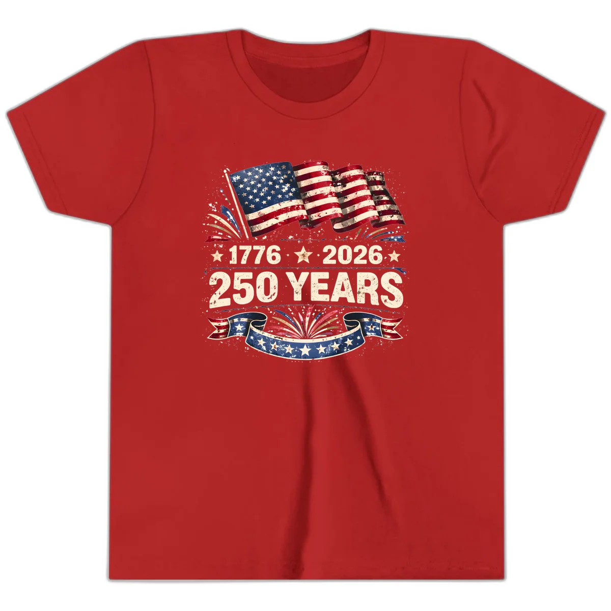 America's 250th Anniversary Youth T-Shirt in Red