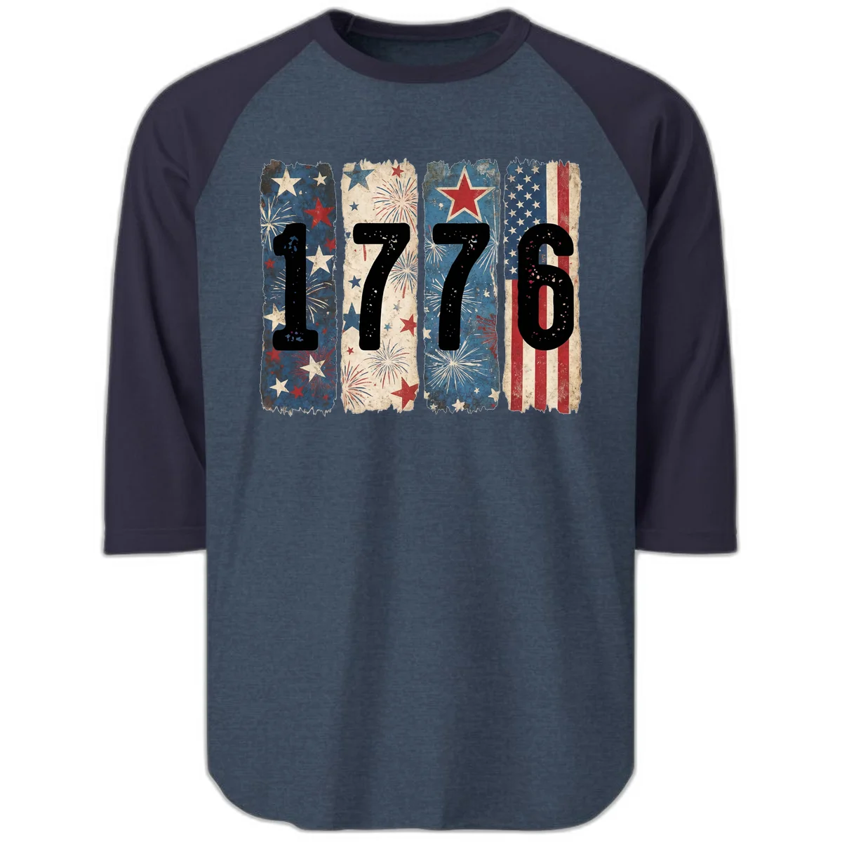 America 250th 1776 Heritage Raglan 3/4 in Heather Denim Navy