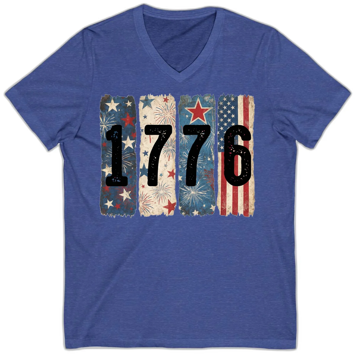America 250th 1776 Heritage V-Neck in Heather True Royal
