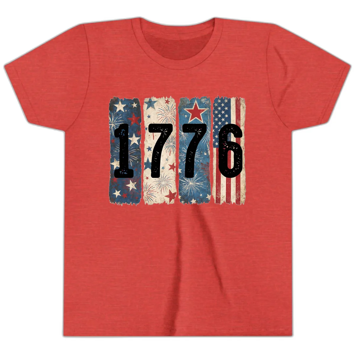 America 250th Anniversary 1776 Heritage Design Youth T-Shirt in Heather Red