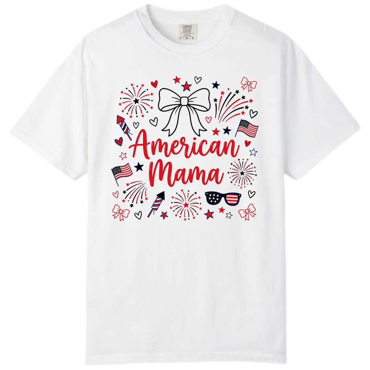 American Mama Patriotic Celebration Comfort Color in White