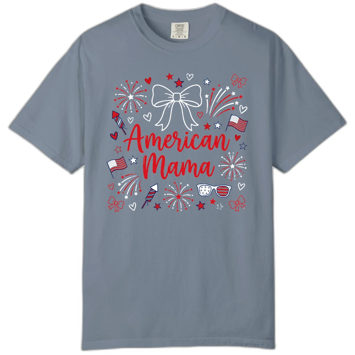 American Mama Patriotic Celebration Comfort Color in Blue Jean