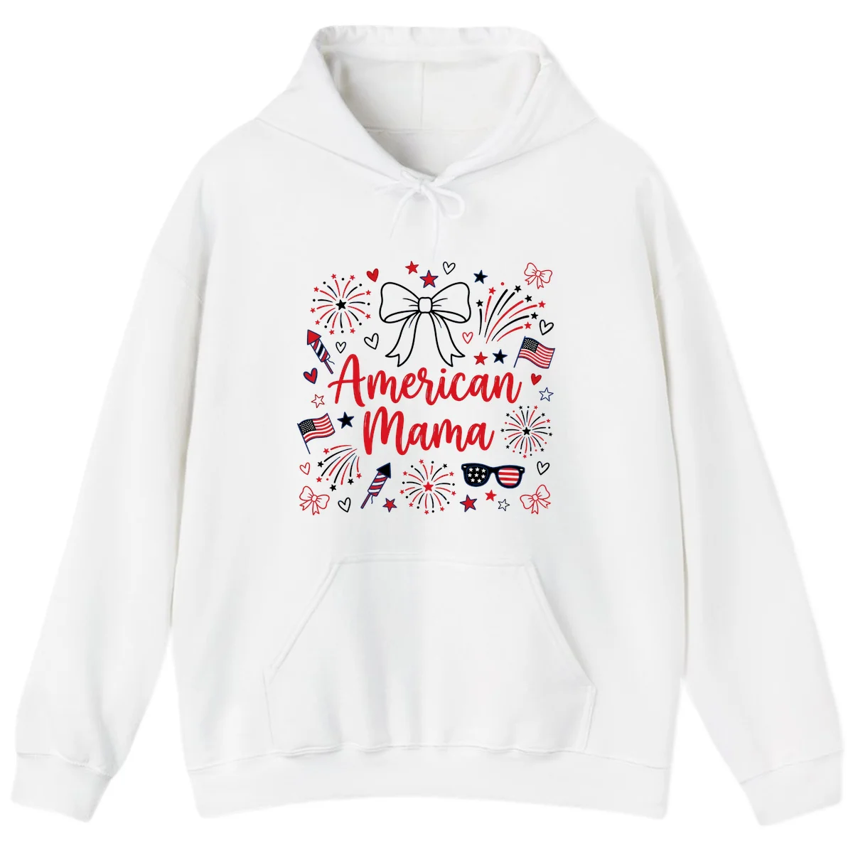 American Mama Patriotic Celebration Hoodie in White