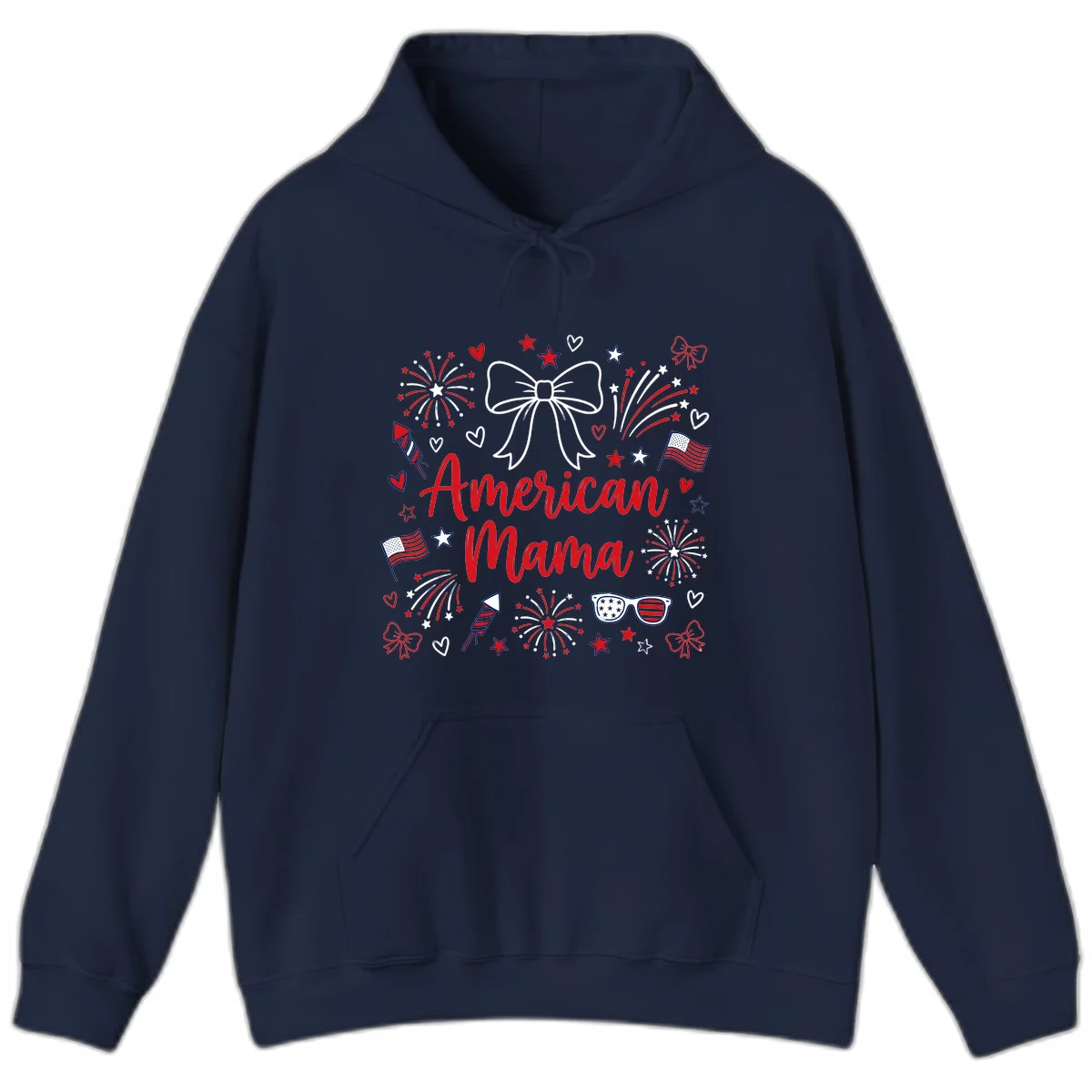 American Mama Patriotic Celebration Hoodie in Navy