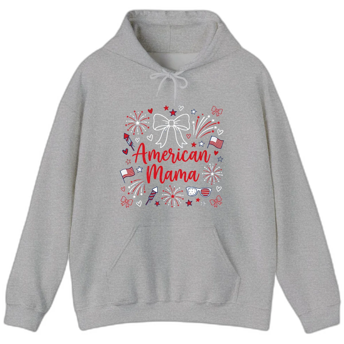 American Mama Patriotic Celebration Hoodie in Sport Grey