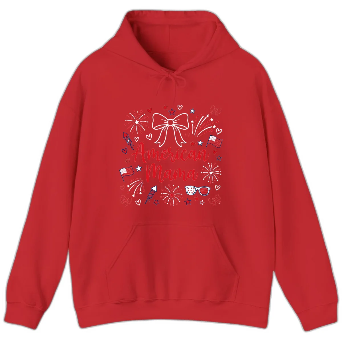 American Mama Patriotic Celebration Hoodie in Red