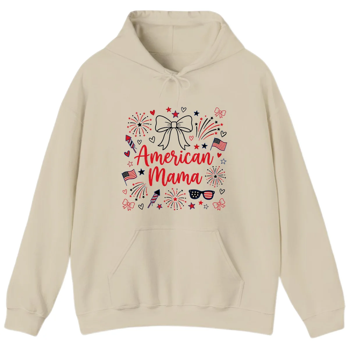 American Mama Patriotic Celebration Hoodie in Sand