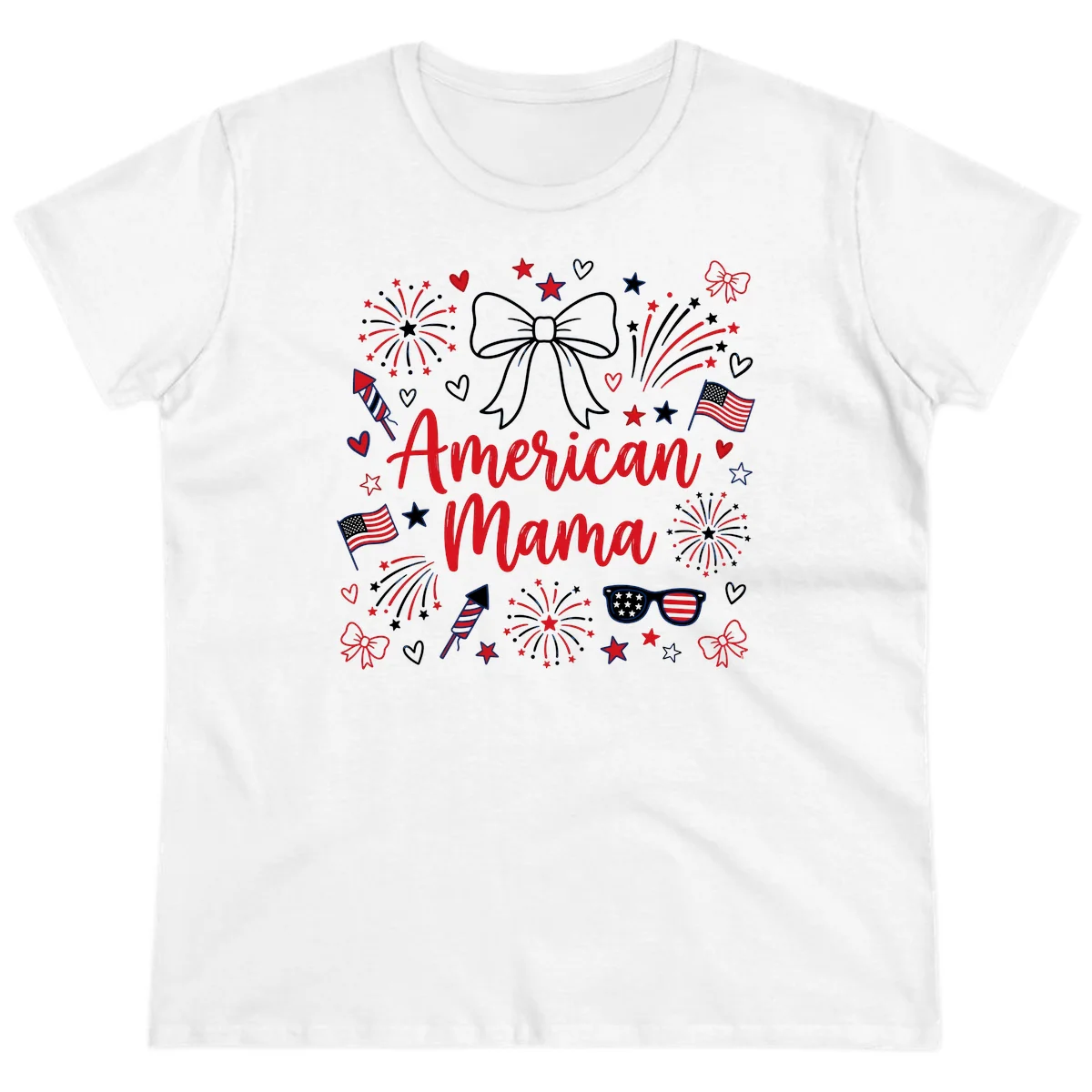 American Mama Patriotic Celebration Ladies Tee in White