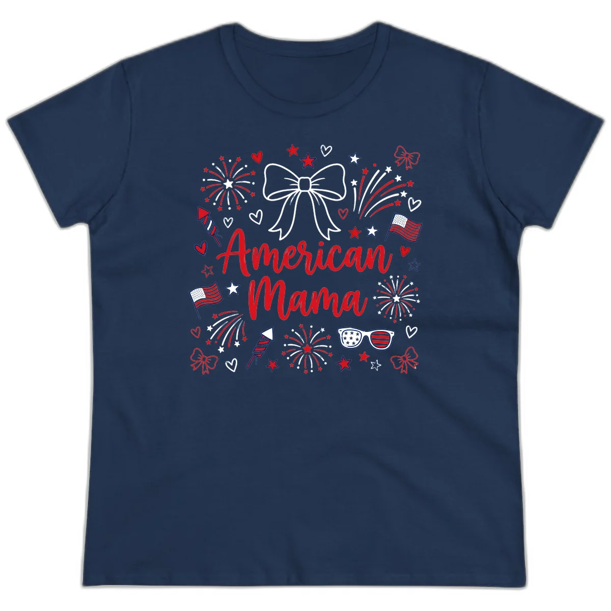 American Mama Patriotic Celebration Ladies Tee in Navy