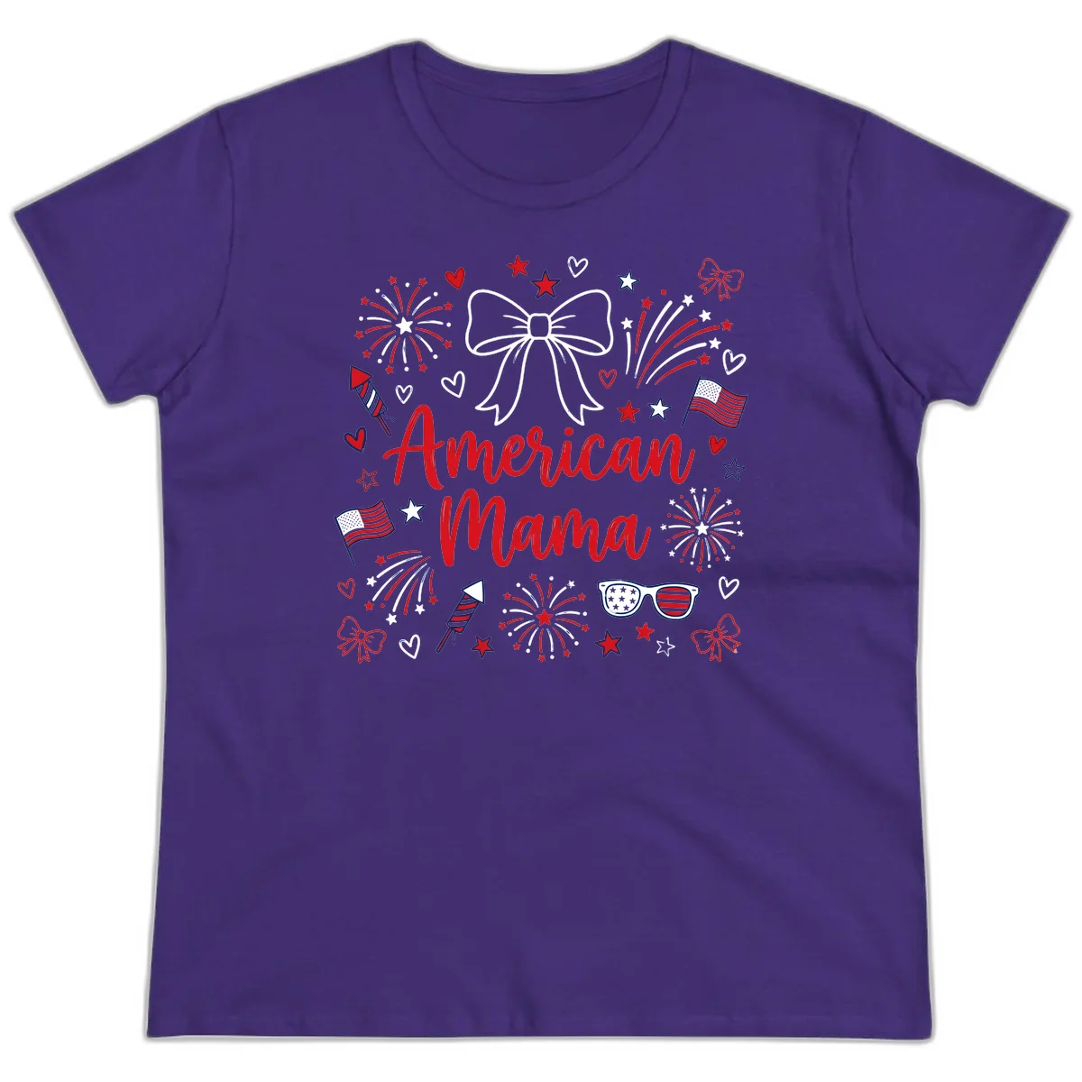 American Mama Patriotic Celebration Ladies Tee in Purple