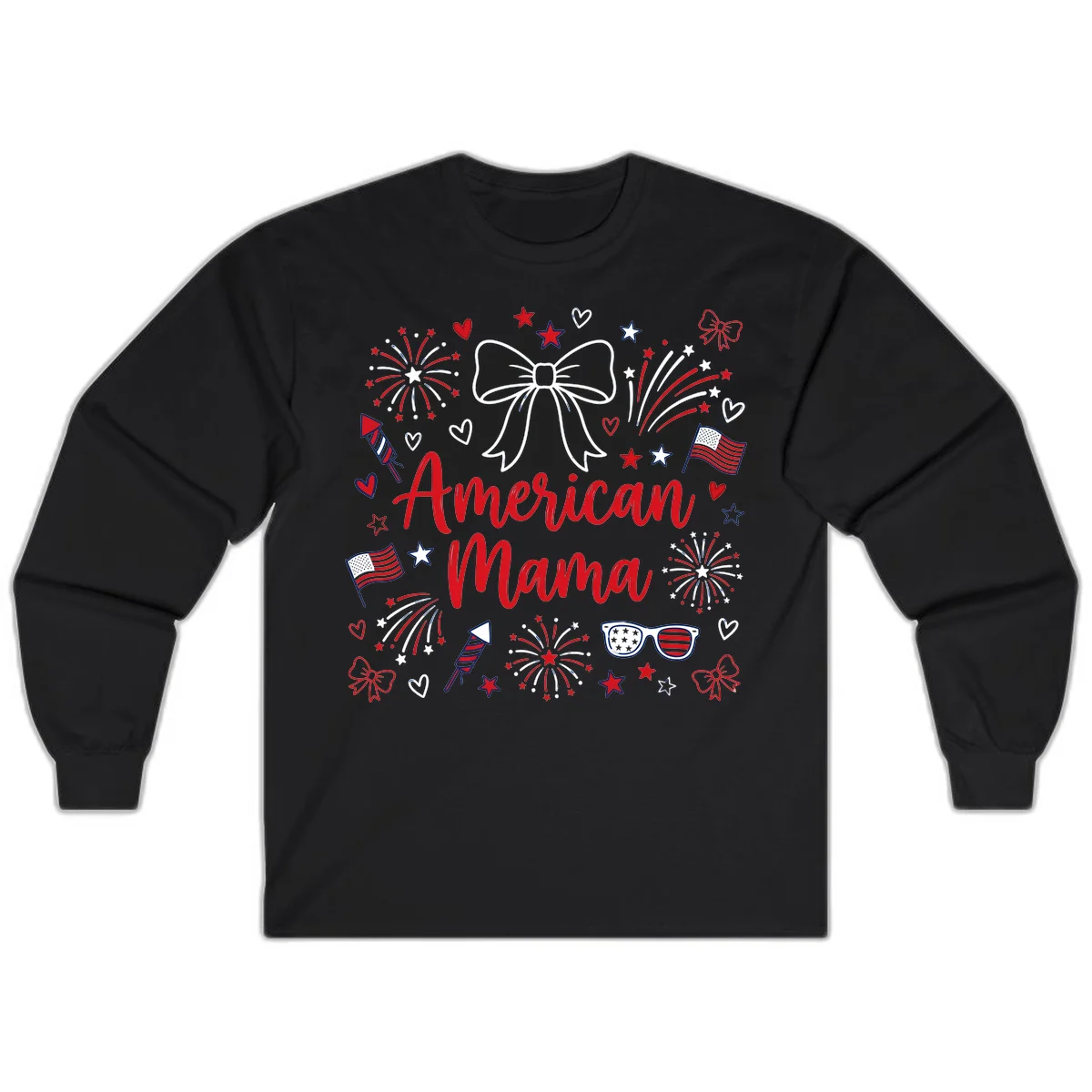 American Mama Patriotic Celebration Long Sleeve in Black