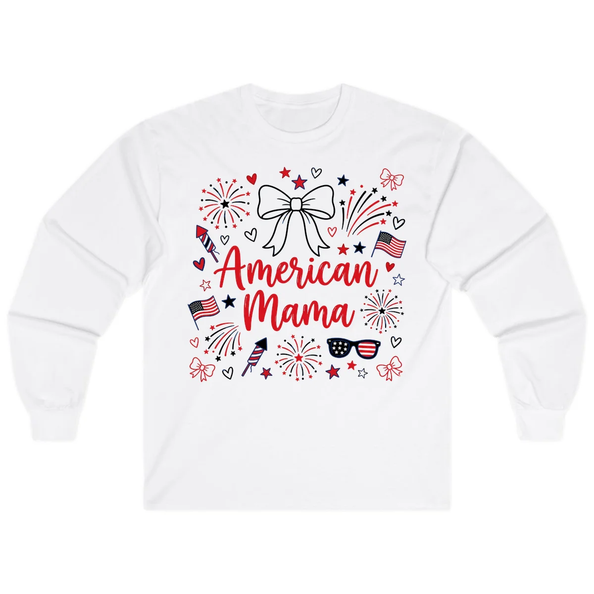 American Mama Patriotic Celebration Long Sleeve in White