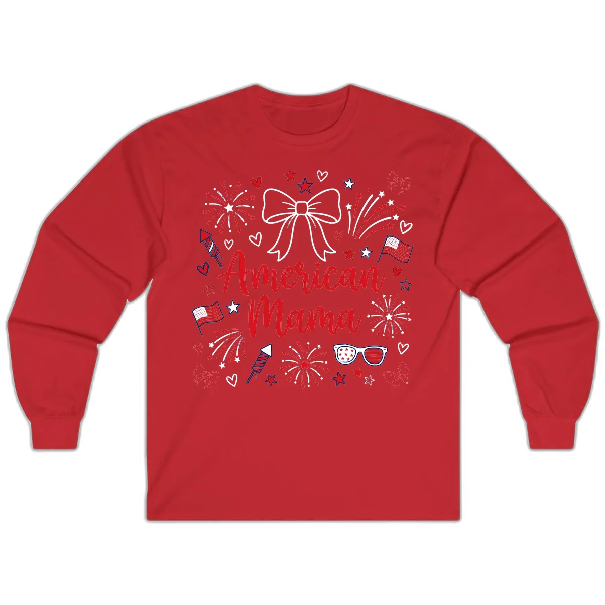 American Mama Patriotic Celebration Long Sleeve in Red
