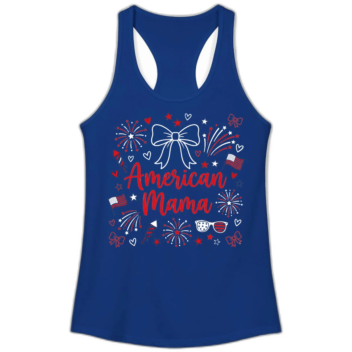 American Mama Patriotic Celebration Ladies Tank in Solid Royal