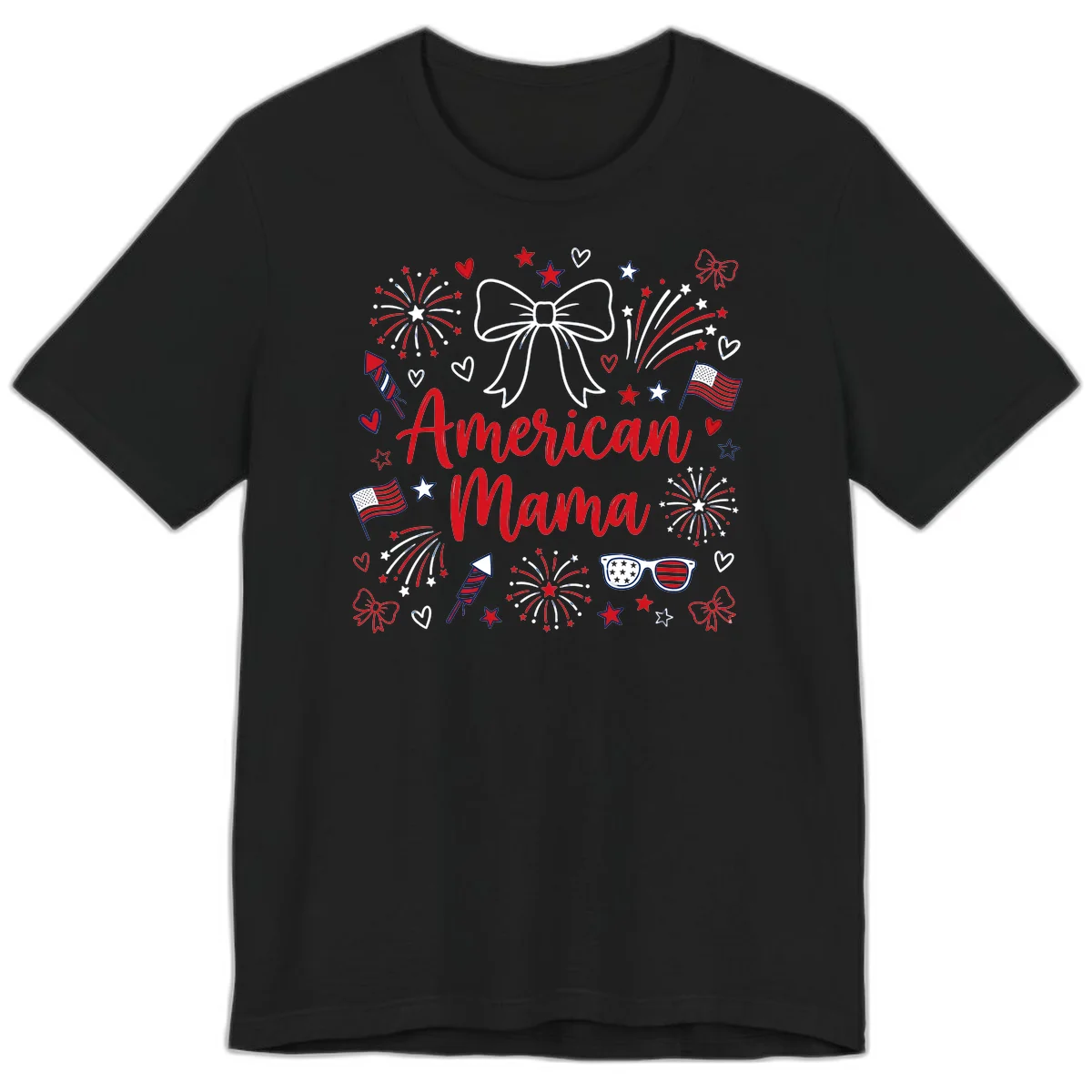 American Mama Patriotic Celebration Premium T-Shirt in Black
