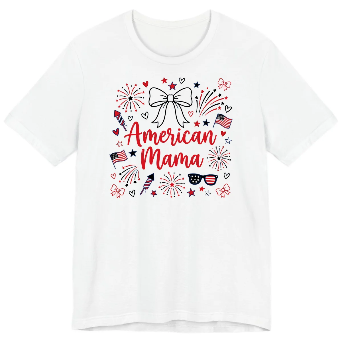 American Mama Patriotic Celebration Premium T-Shirt in White