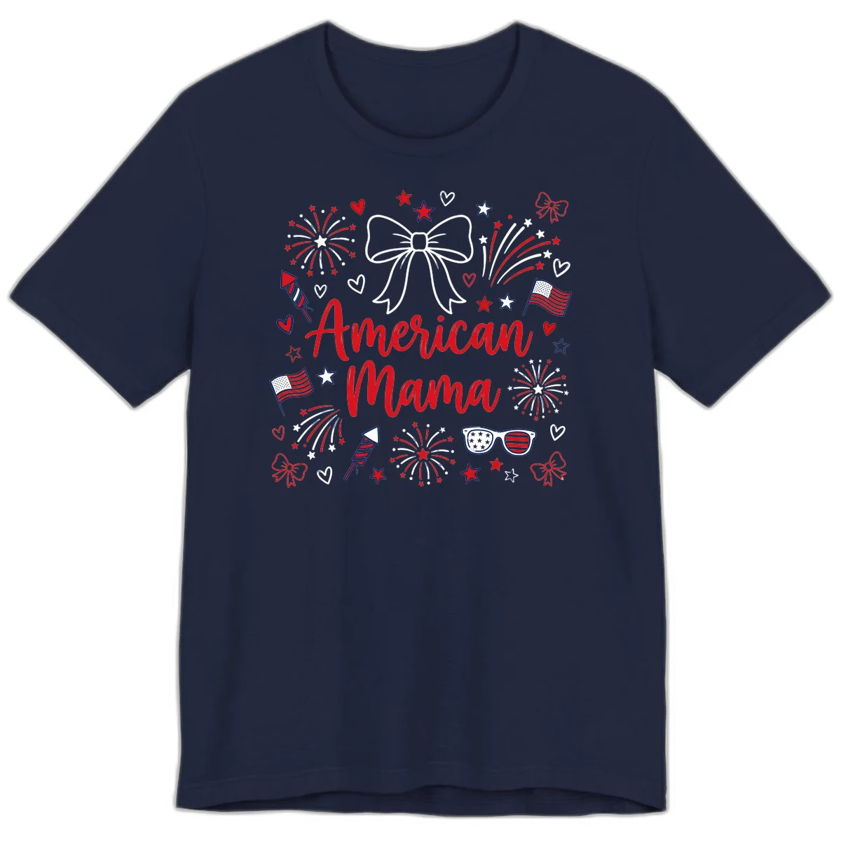 American Mama Patriotic Celebration Premium T-Shirt in Navy