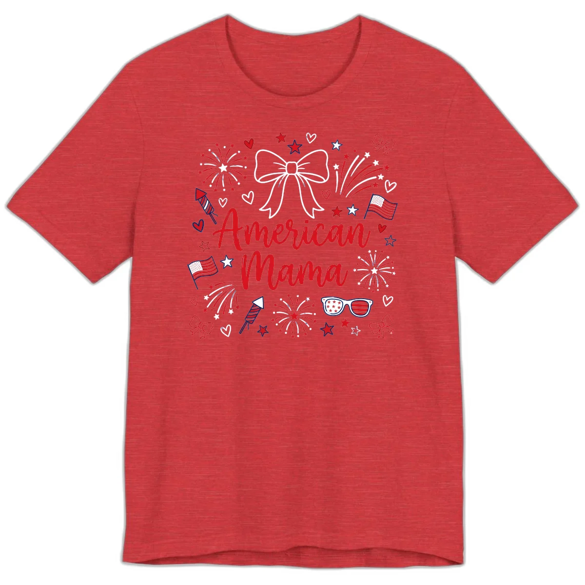 American Mama Patriotic Celebration Premium T-Shirt in Heather Red