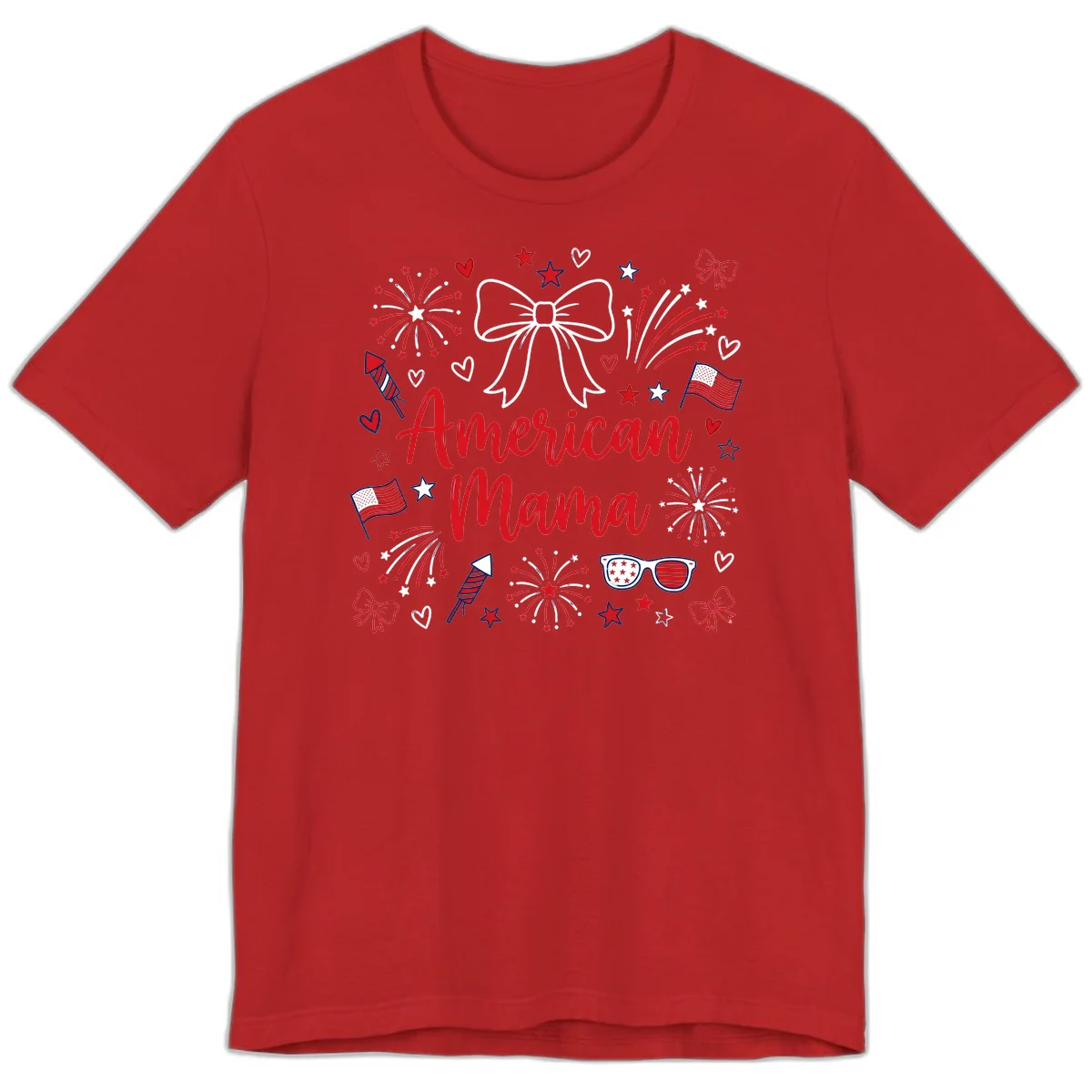 American Mama Patriotic Celebration Premium T-Shirt in Red